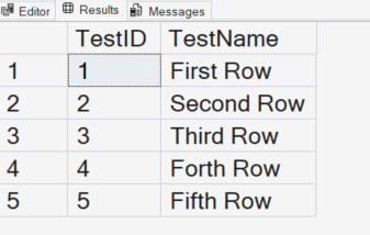 Results of Inserting rows into a table.