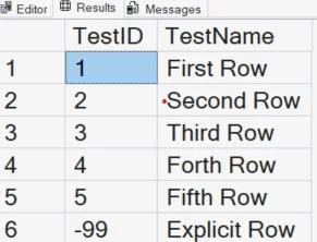 Inserting Explicit Values into an Identity Column