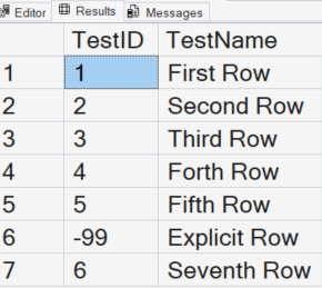 Return to auto-numbering in an IDENTITY column by turning IDENTITY_INSERT OFF.