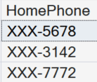 HomePhone column with a mask only show last four digits.