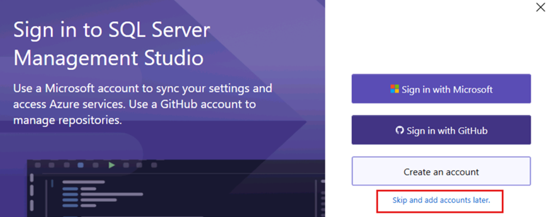 Skip and add accounts later.
