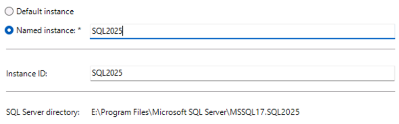 Under Instance Configuration choose Named Instance