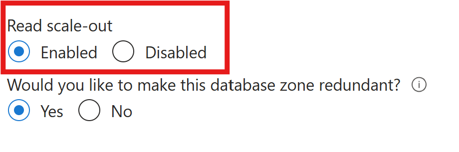 Read scale-out radio button