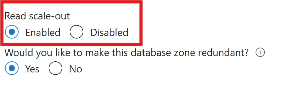 Read scale-out radio button