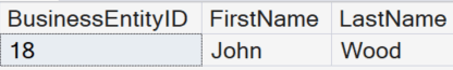 The record of BusinessEntityID for person 18 is John Wood.