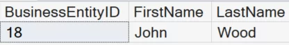 The record of BusinessEntityID for person 18 is John Wood.