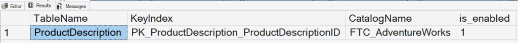 Results from the Full-Text Index query to see if it exists.